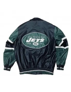 NY Jets Black and Green Varsity Leather Jacket