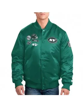 NY Jets Exclusive Green Varsity Satin Jacket