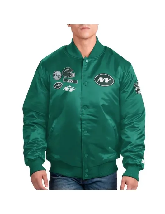NY Jets Exclusive Green Varsity Satin Jacket