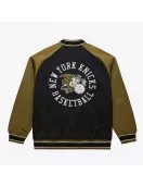 NY Knicks Black/Olive Satin Double Clutch Jacket
