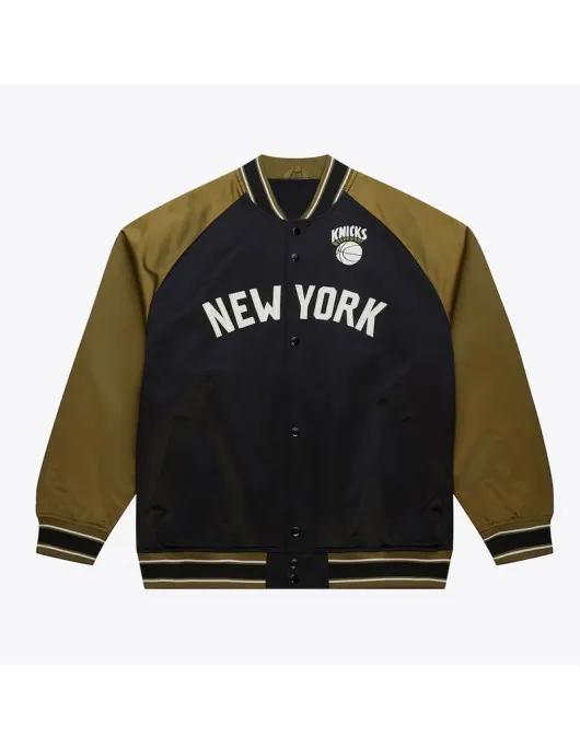 NY Knicks Black/Olive Satin Double Clutch Jacket