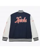 NY Knicks Navy and White Fleece Varsity Jacket