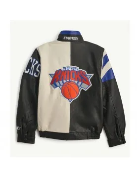 NY Knicks Retro Full Zip Leather Jacket