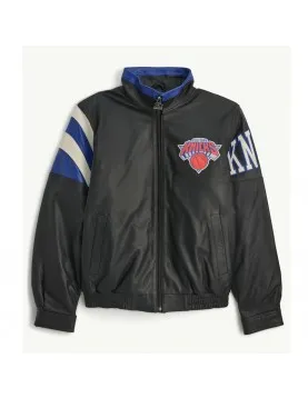 NY Knicks Retro Full Zip Leather Jacket