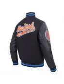 NY Knicks Script Tail Classic Rib Varsity Jacket