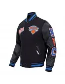 NY Knicks Script Tail Classic Rib Varsity Jacket