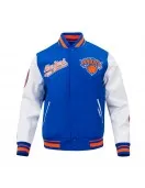 NY Knicks Script Tail Classic Rib Varsity Jacket