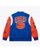 NY Knicks Team Origins Royal Satin Jacket