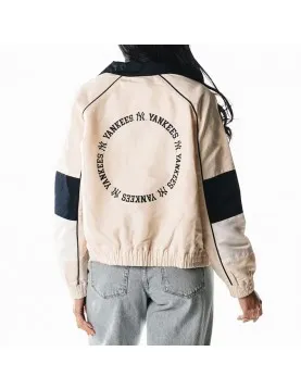 NY Yankees Cream Full-Zip Track Jacket