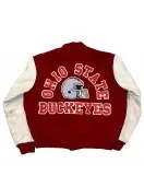 Ohio State Buckeyes Burgundy and White Varsity Jacket