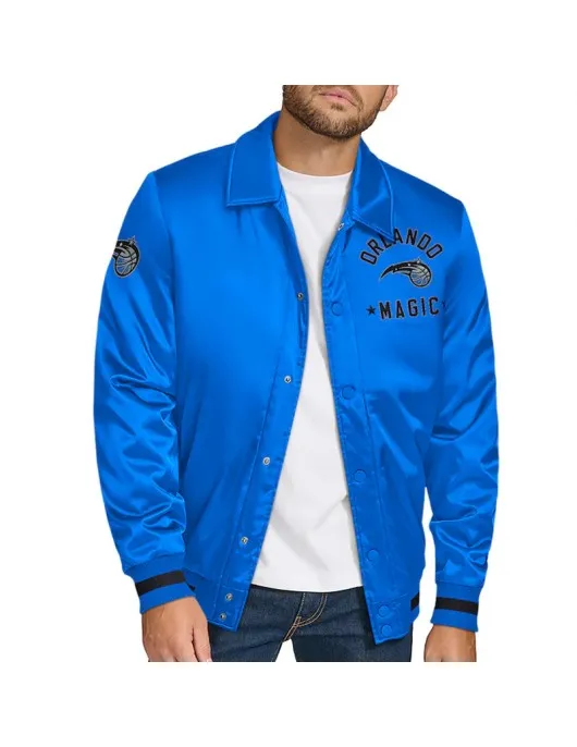 Orlando Magic Stitch Applique Blue Satin Jacket