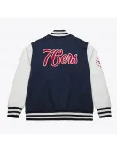 Philadelphia 76ers Navy and White Fleece Varsity Jacket