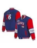Philadelphia 76ers Royal and Red Varsity Wool Jacket