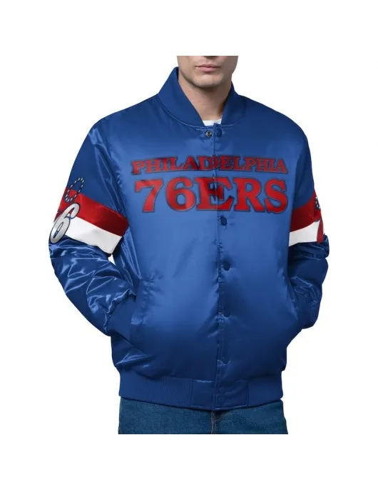 Philadelphia 76ers Triple Option Varsity Satin Jacket