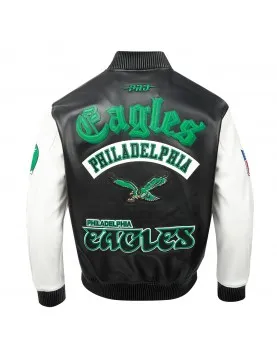 Philadelphia Eagles Best Of Men's Leather Varsity Jacket Black/White