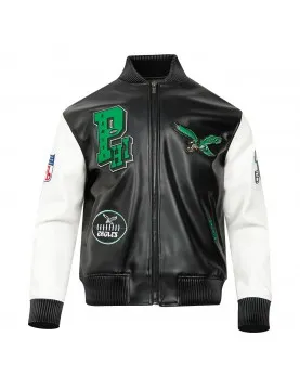 Philadelphia Eagles Best Of Men's Leather Varsity Jacket Black/White