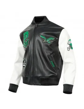 Philadelphia Eagles Best Of Men's Leather Varsity Jacket Black/White