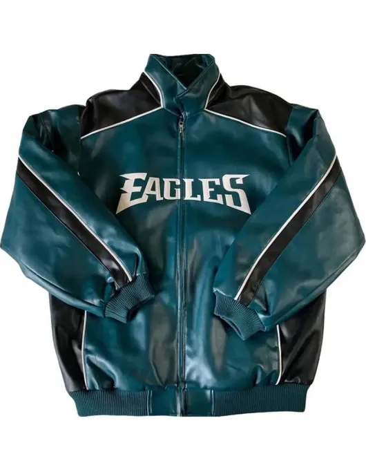 Philadelphia Eagles Green and Black Leather Jacket