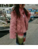 Pink Collared Cropped Faux Fur Jacket | Barbie Faux Fur Coat