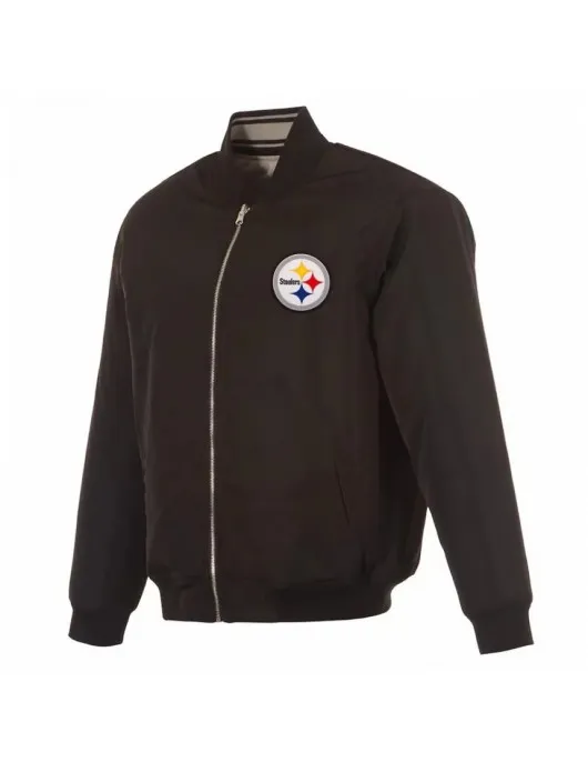 Pittsburgh Steelers Black/Gray Full-Zip Reversible Flight Jacket