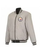 Pittsburgh Steelers Black/Gray Full-Zip Reversible Flight Jacket