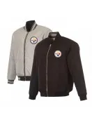 Pittsburgh Steelers Black/Gray Full-Zip Reversible Flight Jacket