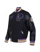 Prairie View A&M Black Varsity Wool/Leather Jacket