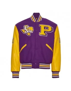Prairie View A&amp;M University Purple and Gold Varsity Jacket - Unisex Wool &amp; Leather