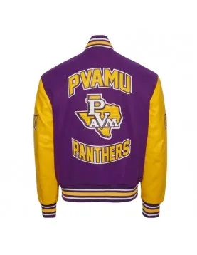 Prairie View A&amp;M University Purple and Gold Varsity Jacket - Unisex Wool &amp; Leather
