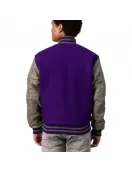 Purple Body & Grey Leather Sleeves Letterman
