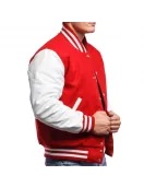 Red Wool and White Leather Varsity Letterman Jacket Red Wool and White Leather Varsity Letterman Jacket