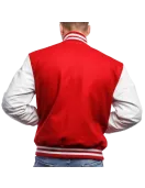 Red Wool and White Leather Varsity Letterman Jacket Red Wool and White Leather Varsity Letterman Jacket