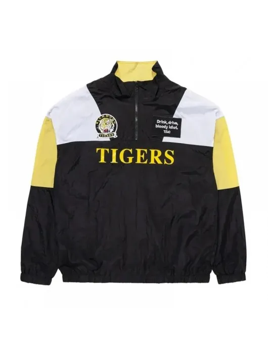 Richmond Tigers Throwback Pullover Jacket - Black Windbreaker Style