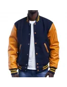 Royal Wool Body & Bright Gold Leather Sleeves Letterman Jacket Royal Wool Body & Bright Gold Leather Sleeves Letterman Jacket
