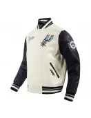 San Antonio Spurs 2024/25 City Edition Chenille Cream Varsity Jacket