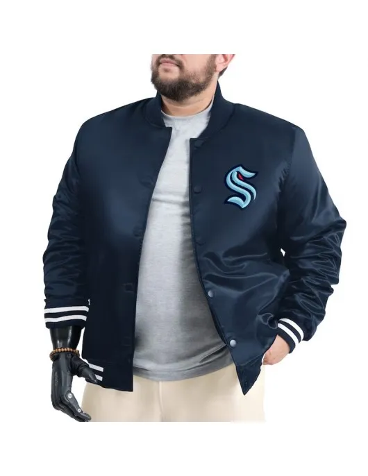 Seattle Kraken Adaptive Bold Logo Varsity Satin Jacket Seattle Kraken Adaptive Bold Logo Varsity Satin Jacket