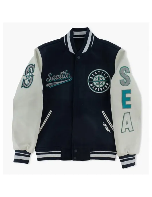 Seattle Mariners Script Tail Varsity Jacket Seattle Mariners Script Tail Varsity Jacket