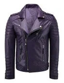 Men Quilted Slim Fit Motorcycle Biker Jacket