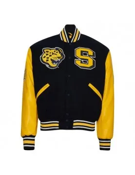 Southern University Jaguars Black &amp; Gold Varsity Jacket - Unisex Wool &amp; Leather