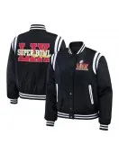 Super Bowl LIX Full-Snap Varsity Black Bomber Jacket