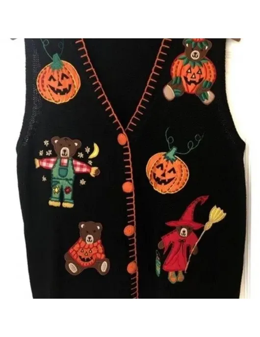 Teddy Bears Pumpkins Halloween Vest Teddy Bears Pumpkins Halloween Vest
