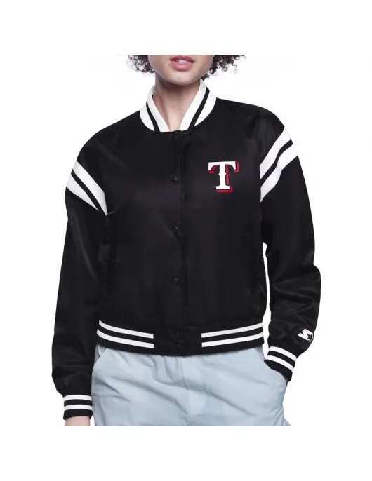 Texas Rangers Printed Logo Varsity Satin Jacket