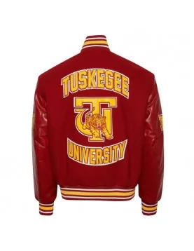 Tuskegee University Red Varsity Jacket - Unisex Wool &amp; Leather