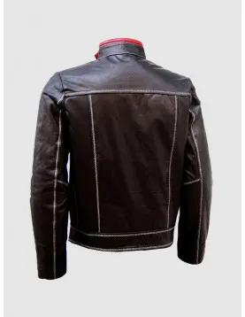 Unique Bi-Color White Stitched Moto Leather Jacket for Men