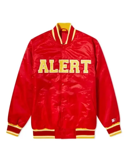 Vee Friends Alert Ape Red Logo Satin Varsity Jacket
