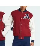 VRCT Arsenal Burgundy White Varsity Wool Leather Jacket VRCT Arsenal Burgundy White Varsity Wool Leather Jacket