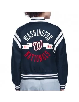 Washington Nationals Printed Logo Varsity Satin Jacket