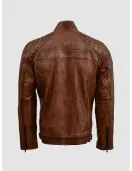 Waxed Tan Brown Leather Jacket