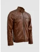 Waxed Tan Brown Leather Jacket