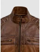 Waxed Tan Brown Leather Jacket